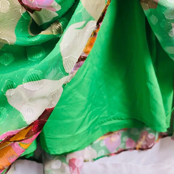 Adelyn Rae‎ Lian Jacquard Printed Midi Dress XL Green Floral Tropical Boho - Picture 9 of 12